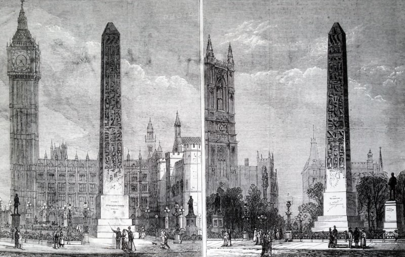 The suggested sites for Cleopatra's Needle in London