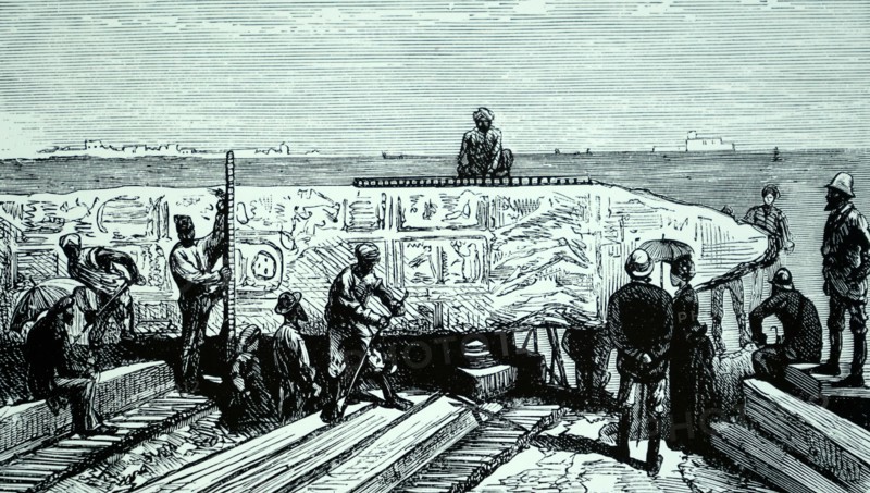 Cleopatra'S Needle, an obelisk from Alexandria being prepared to be transported to England