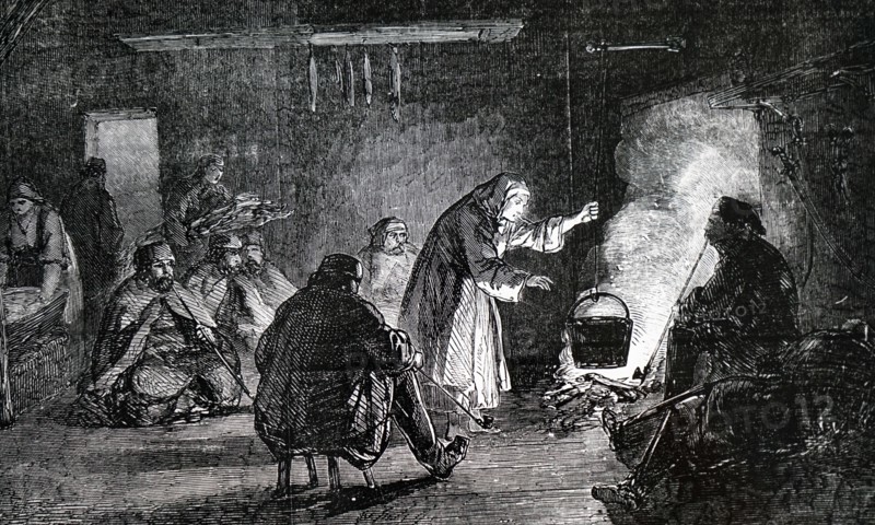 The interior of a Wallachian peasant hut