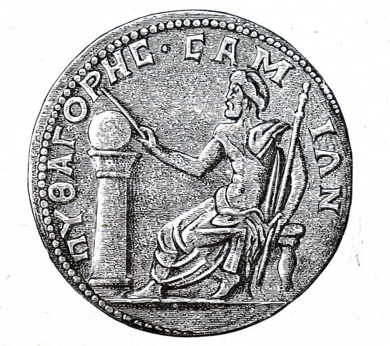 Engraving depicting Pythagoras, an Ionian Greek philosopher and the eponymous founder of the Pythagoreanism movement