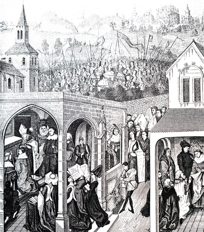 The coronation of Philip II of France, he is being crowned in Reims by his uncle William, Archbishop of Reims