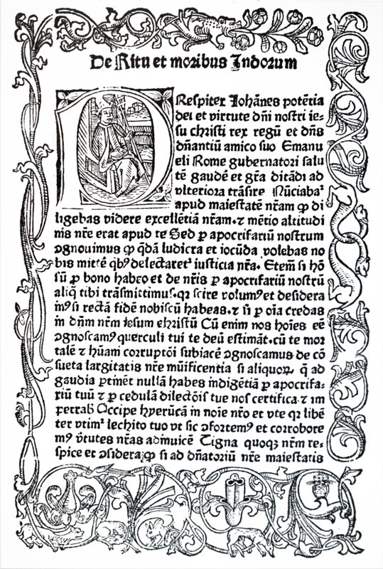 Illuminated manuscript depicting Prester John