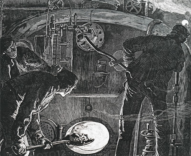 A driver and a fireman on a train