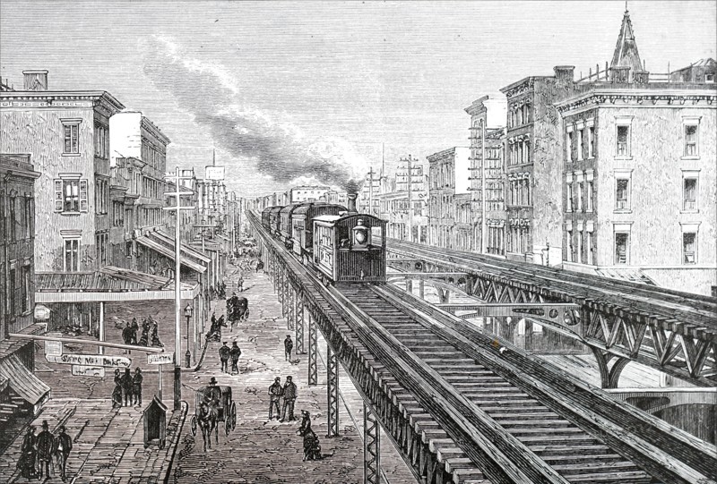 An elevated railway in New York City