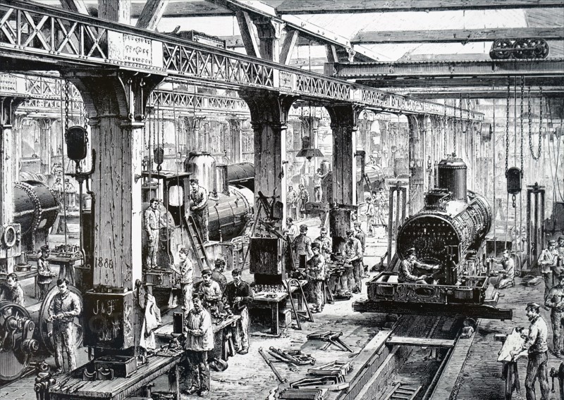 The manufacture floor of the Société Alsacienne de Constructions Mécaniques