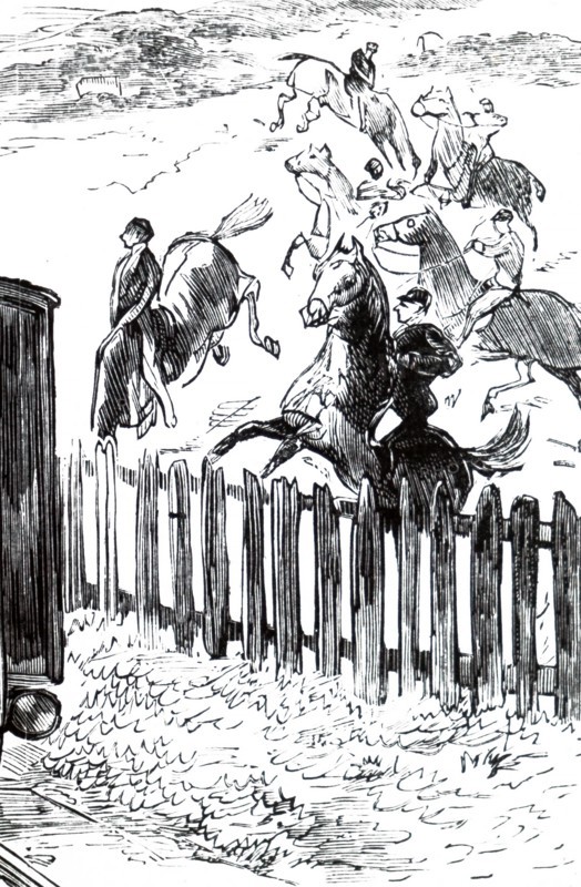 A racehorse spooked by a passing train, on the Berkshire Downs