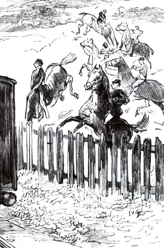 A racehorse spooked by a passing train, on the Berkshire Downs