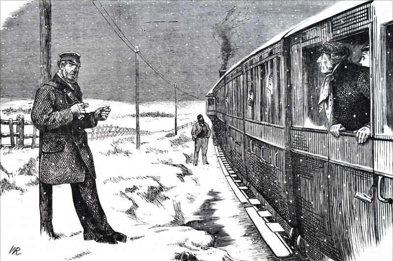 A train de-railed by heavy snow