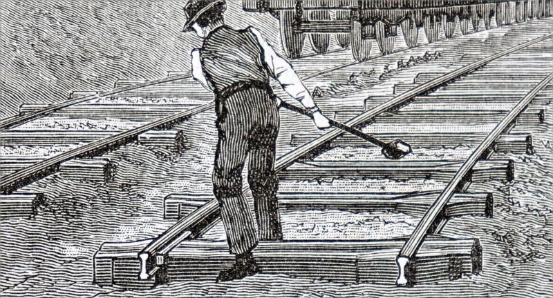 The placement of railway sleepers
