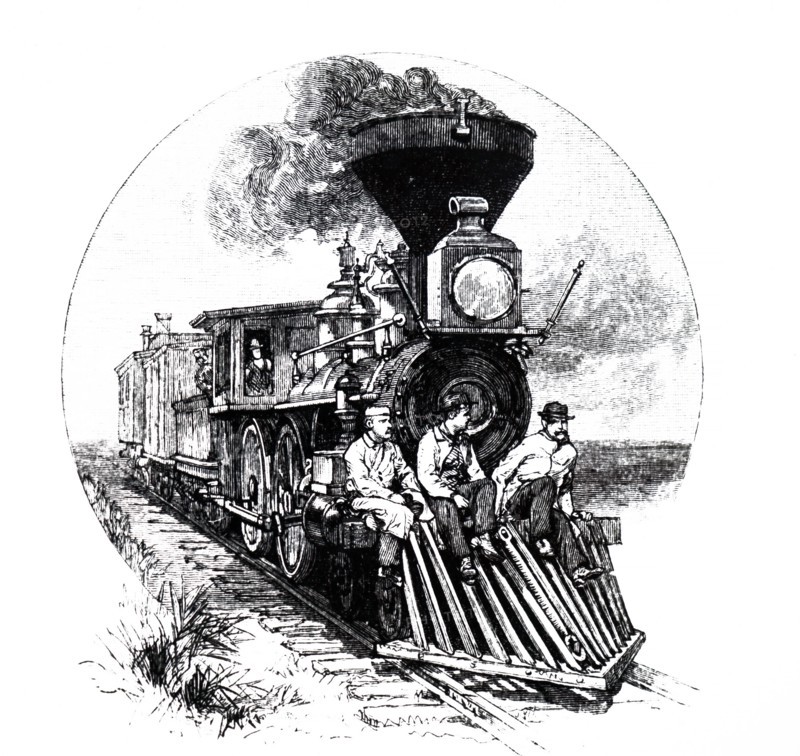 A train with a cowcatcher