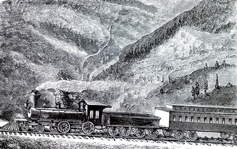 A train travelling through American Canyon on the Union Pacific Railroad