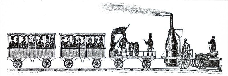 An early locomotive which pulled a short train out of Charleston on Christmas Day