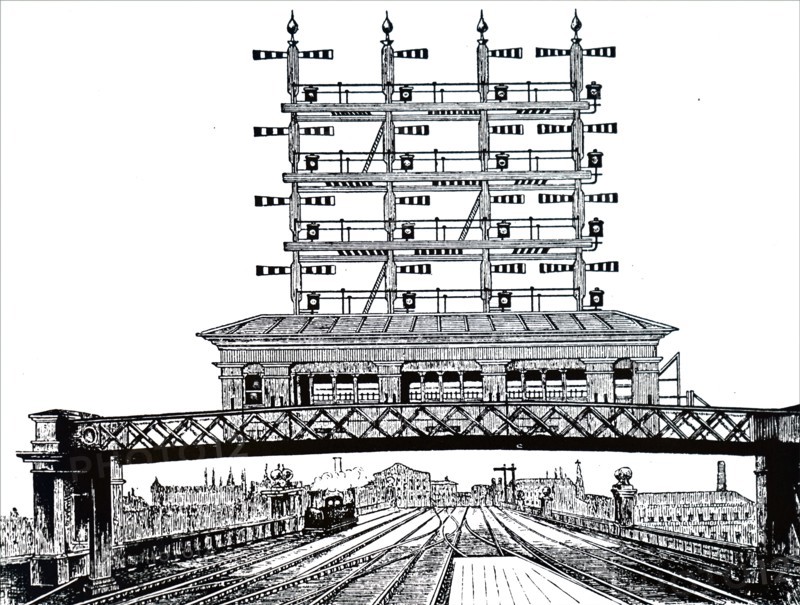 A signal gantry at Cannon Street, London