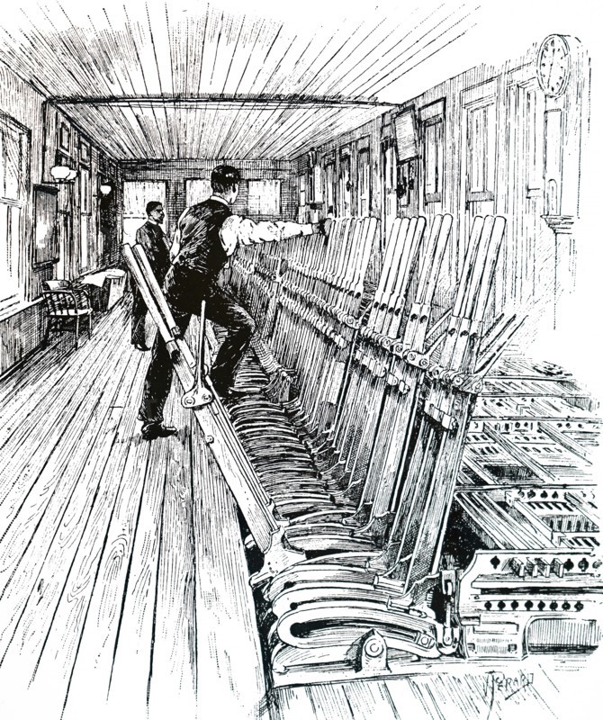 A signalman moving the points at Tilbury Docks