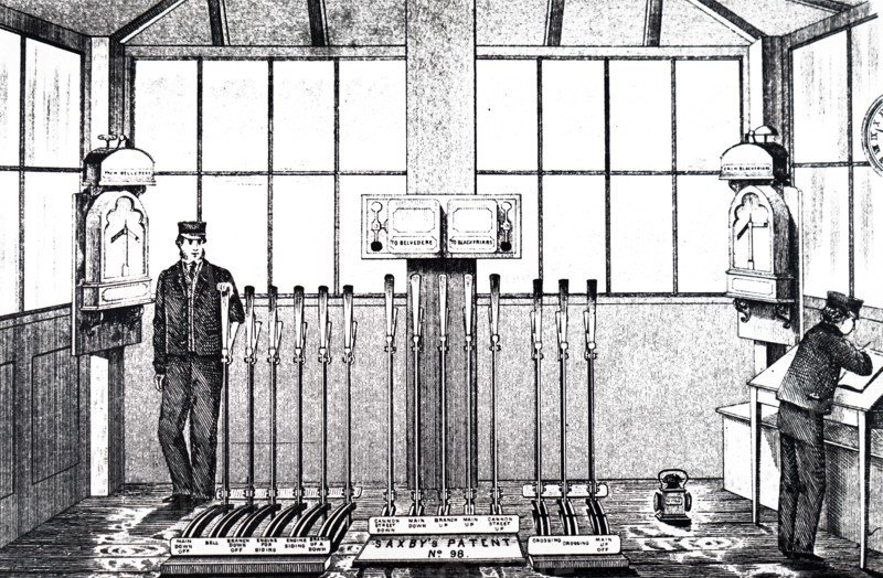The signal box at Waterloo on the Charing Cross line