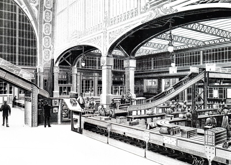 The luggage conveyor belts at the Gare d'Orleans, Paris