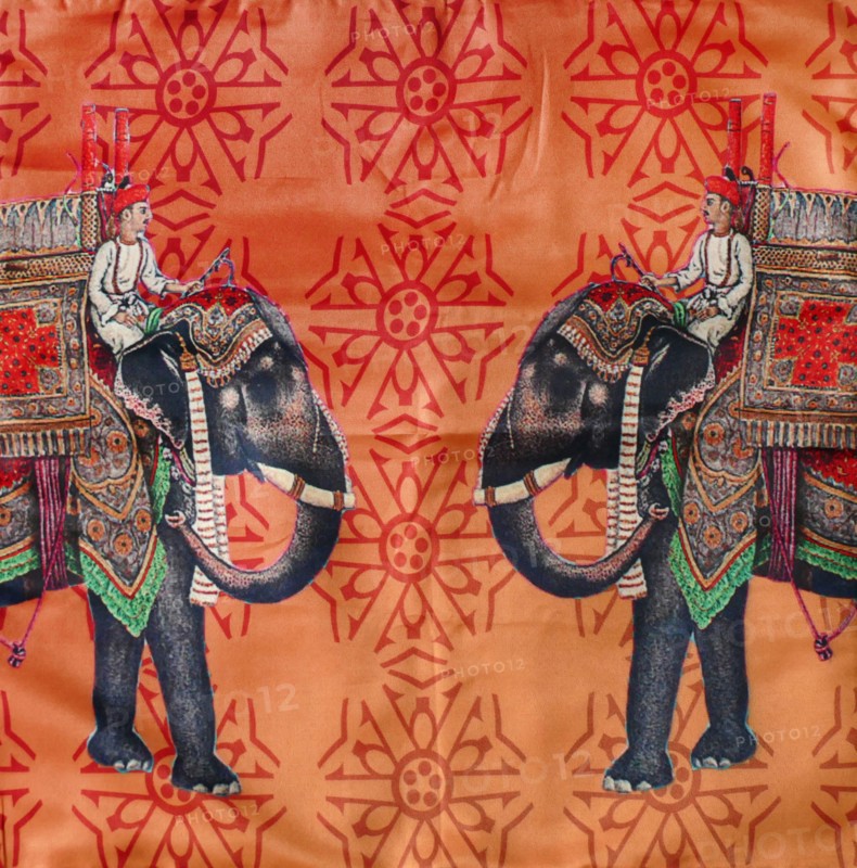 Indian silk cushion cover, with traditional woven pattern