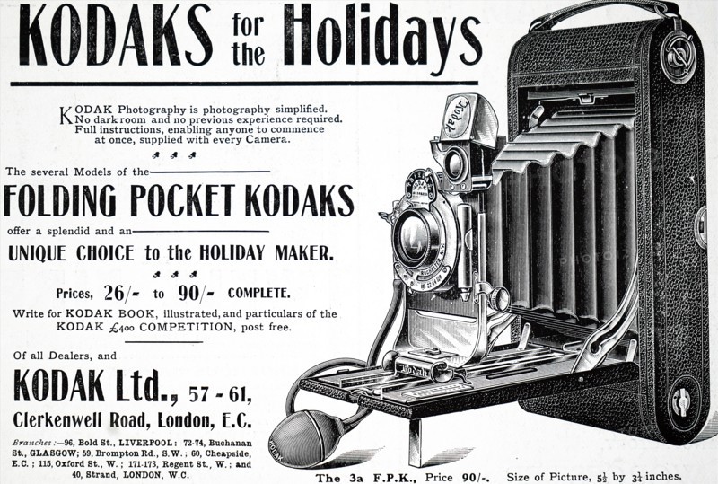 Advert for a Kodak Box Camera which used Eastman negative film roll