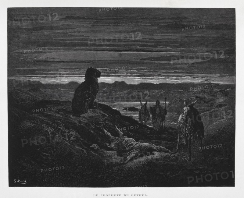Death of the Prophet of Bethel, Illustration from the Dore Bible 1866
