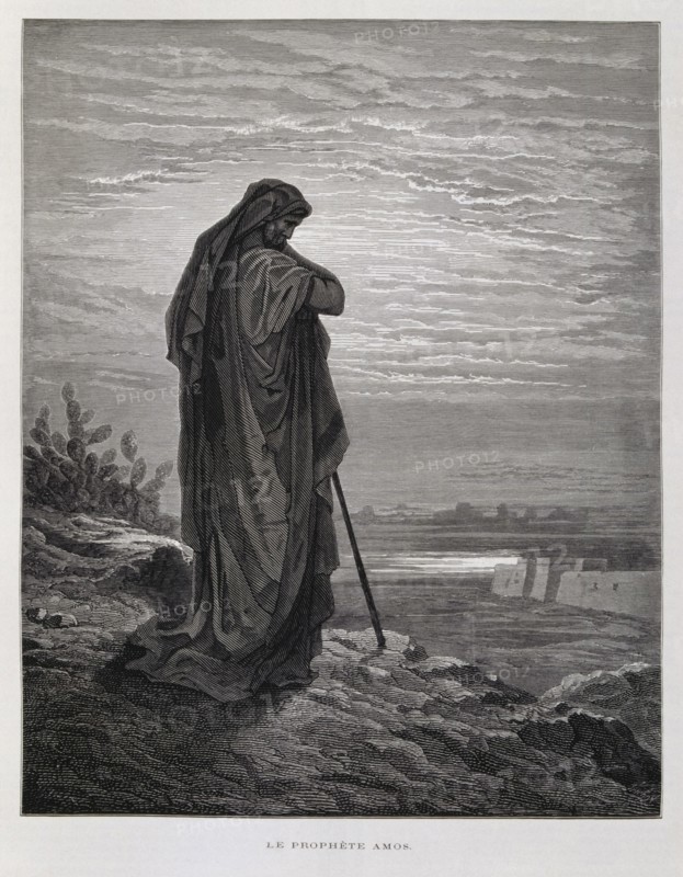 The prophet Amos , Illustration from the Dore Bible 1866