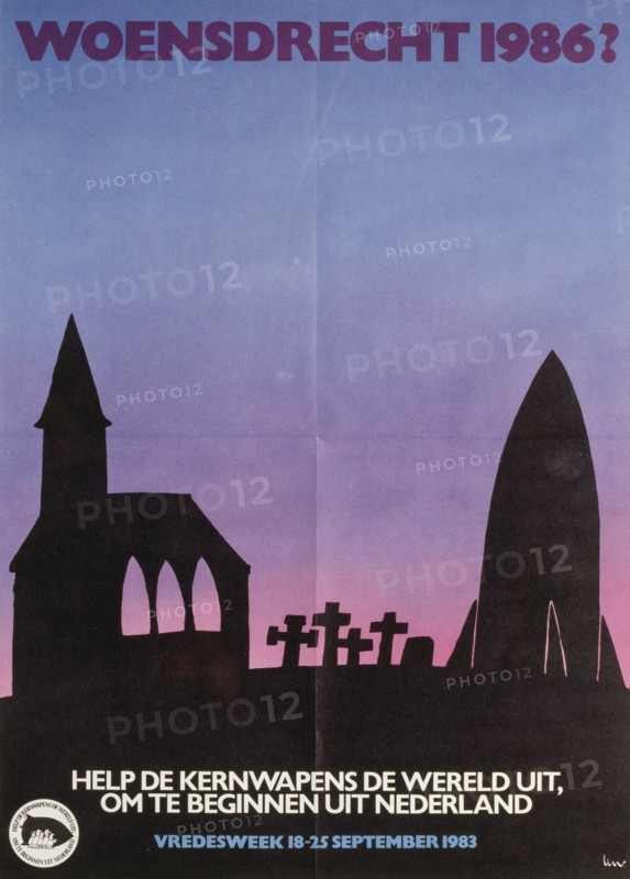 Dutch, anti-nuclear weapons, anti-war, Peace campaign poster, during the Cold war  1983