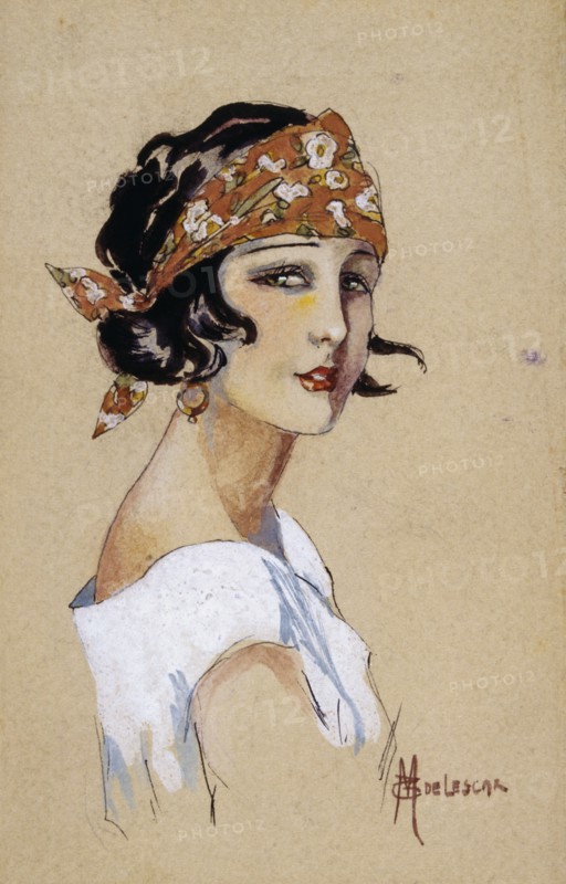 French postcard depicting a young woman 1925