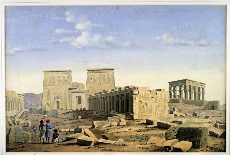 Temple of Philae by Louis Maurice Adolphe Linant de Bellefonds better known as Linant Pasha