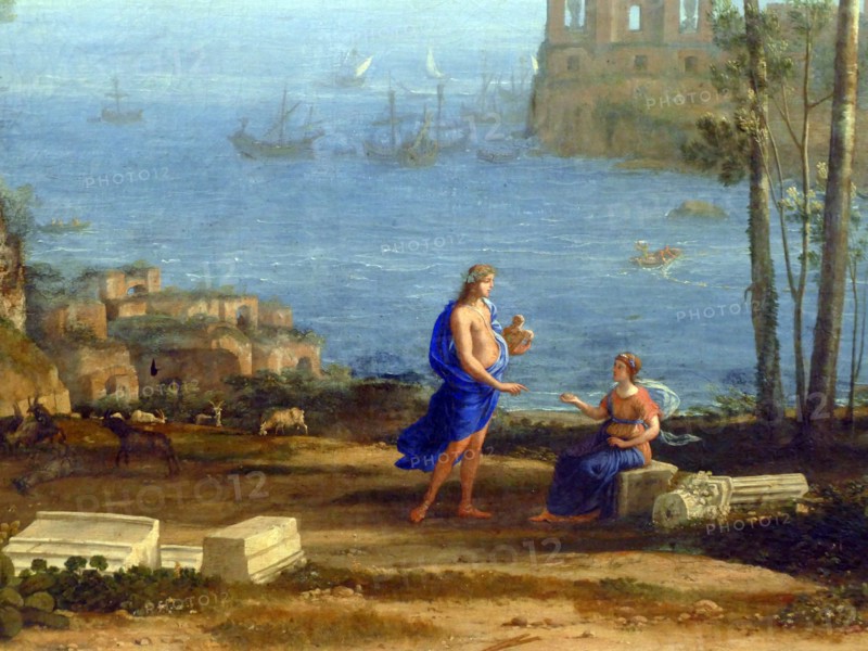 Painting titled 'Coast View with Apollo and the Cumaean Sibyl' by Claude Lorrain
