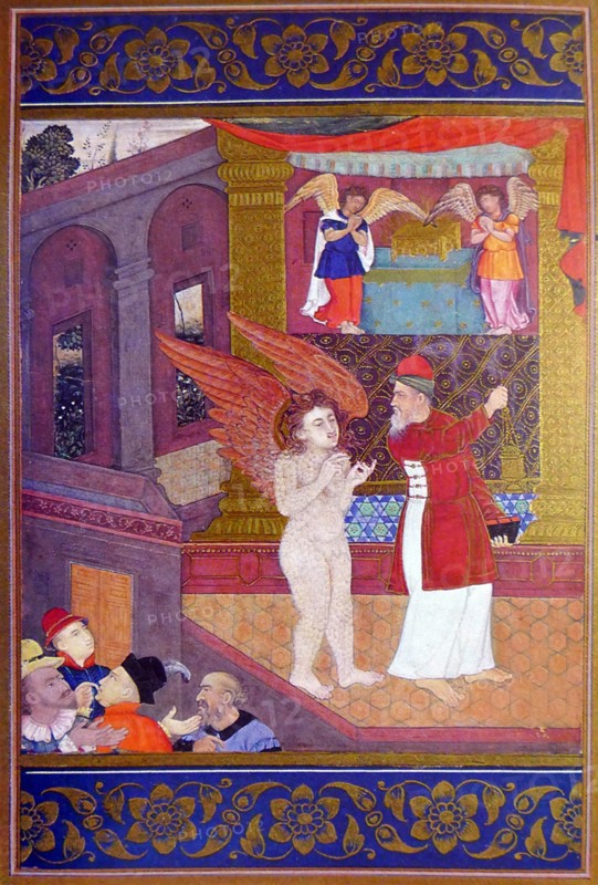 Mughal painting depicting Abraham being visited by Angels