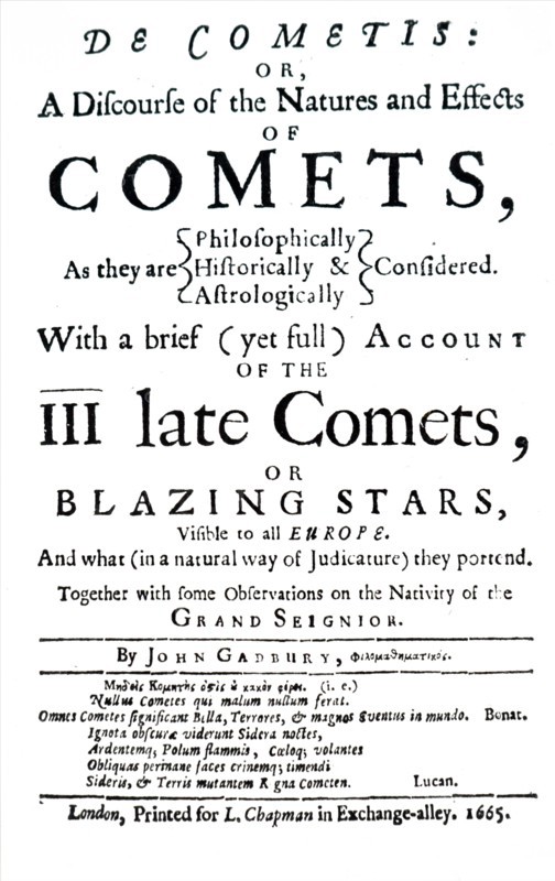 Title page of De Cometis by John Gadbury