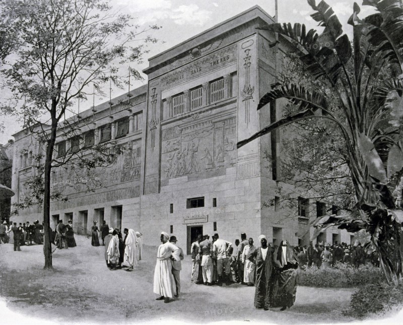 Photograph of the Egyptian Exhibition in Trocadero showing the ancient history and dynasties