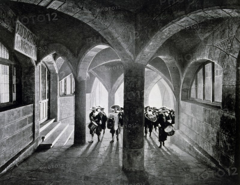 Photograph of Old Paris - under the archways showing the columns of the Hotel of Nations