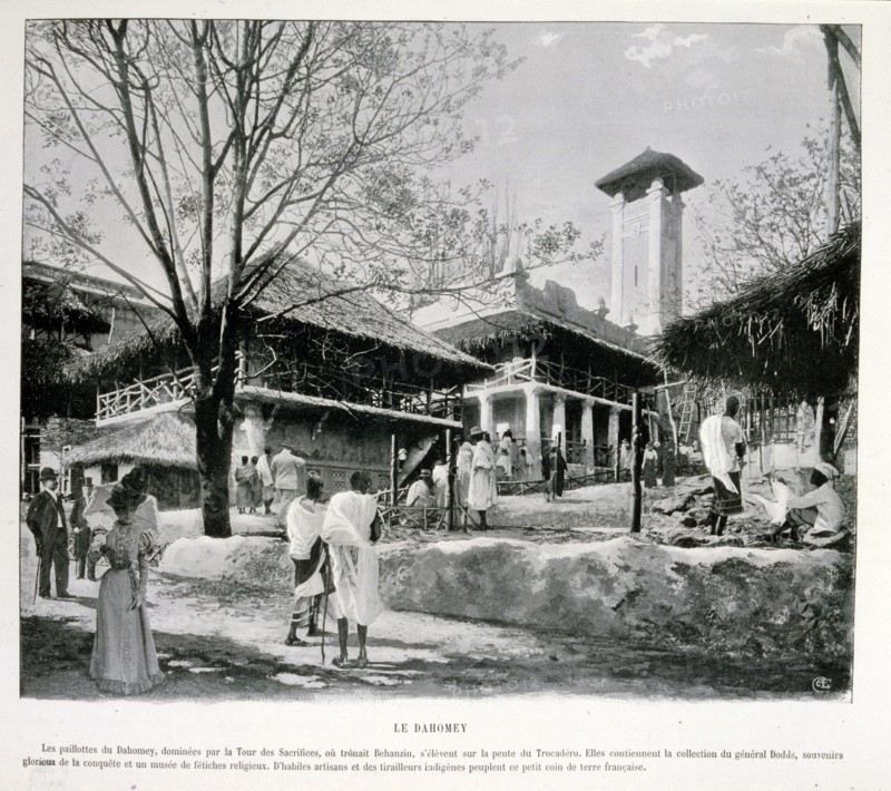 Photograph of the Dahomey Quarter in the Trocadero Gardens