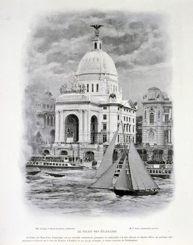 Photograph of a view across the Seine of the Palace of the United States