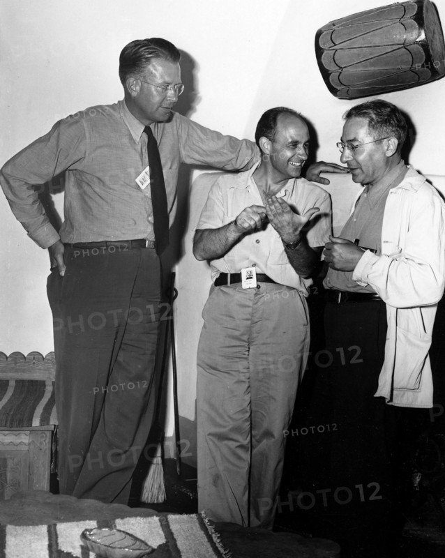 Atomic physicists Ernest O. Lawrence, Enrico Fermi, and Isidor Rabi