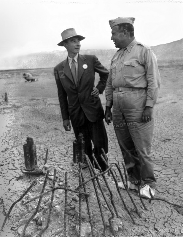 Robert Oppenheimer and General Groves at the atomic bomb, Trinity Test site
