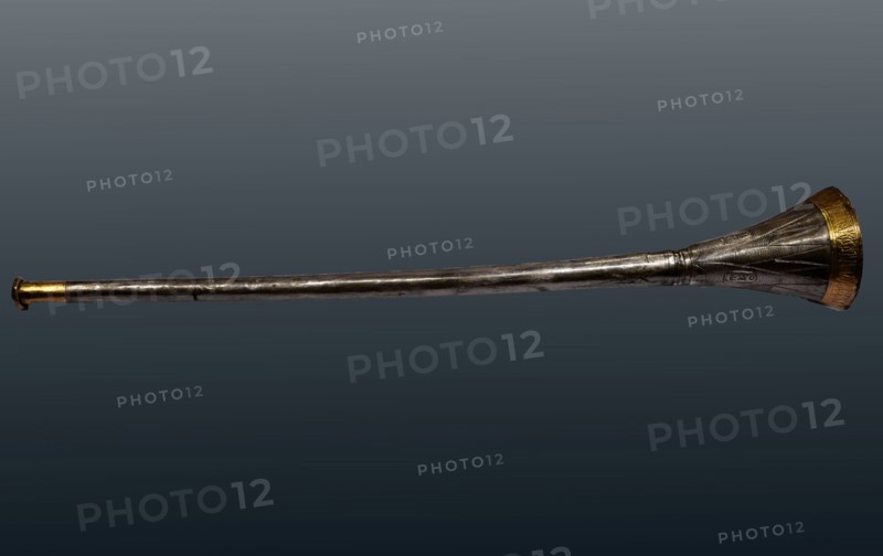 Trumpet of King Tutankhamun. In silver and gold, found in the Valley of the Kings