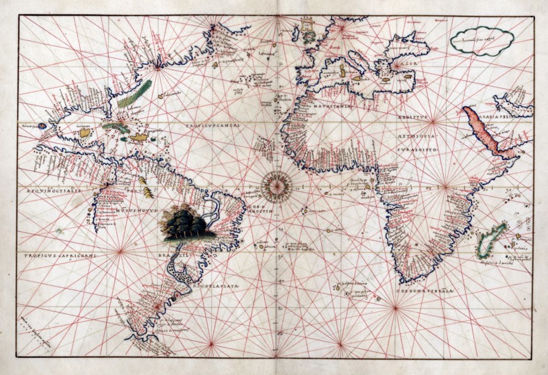 Portolan atlas of 9 charts and a world map, etc. Dedicated to Hieronymus Ruffault, Abbot of St. Vaast