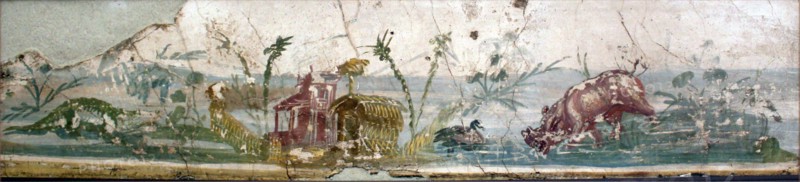 Wall freize from Pompeii, Naples, Italy