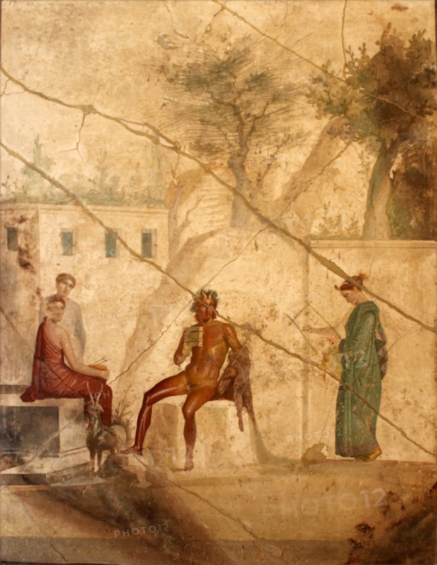 Wall freize from Pompeii, Naples, Italy