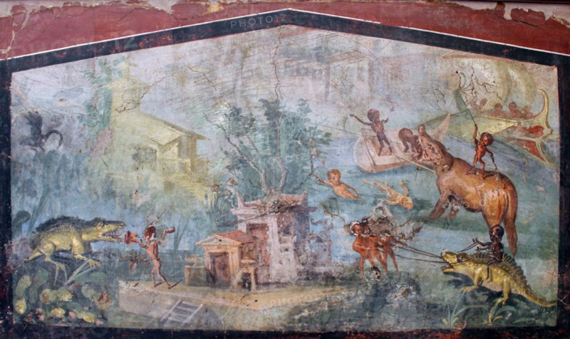 Wall freize from Pompeii, Naples, Italy