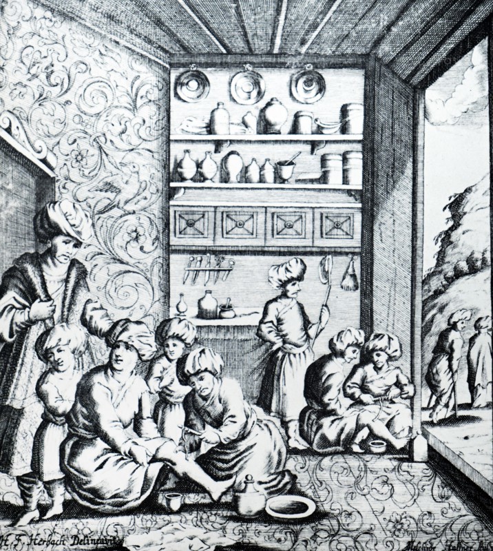 Black and white drawing by Velschius