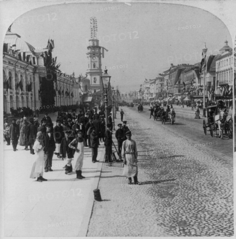 Nevsky Prospect, the principal street of St. Petersburg, Russia, 1909
