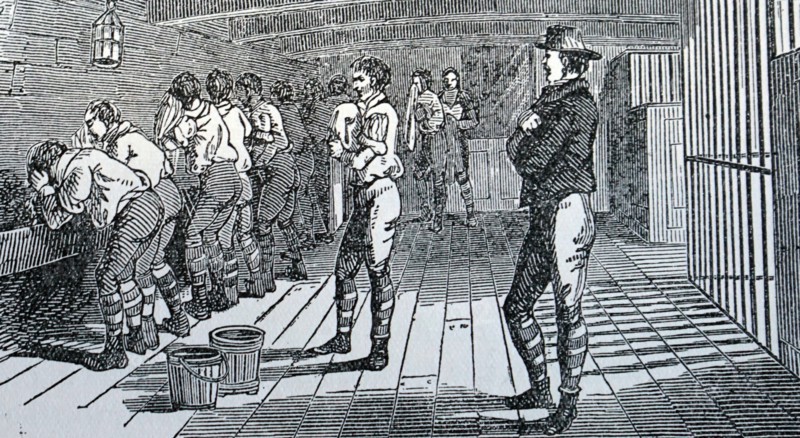 Interior of a British prison transportation ship used to take convicts to Australia