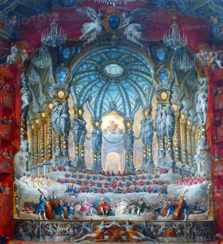 Musical celebration given by Cardinal de la Rochefoucauld at the Teatro Argentina, Rome, 1747. By Giovanni Paolo Panini