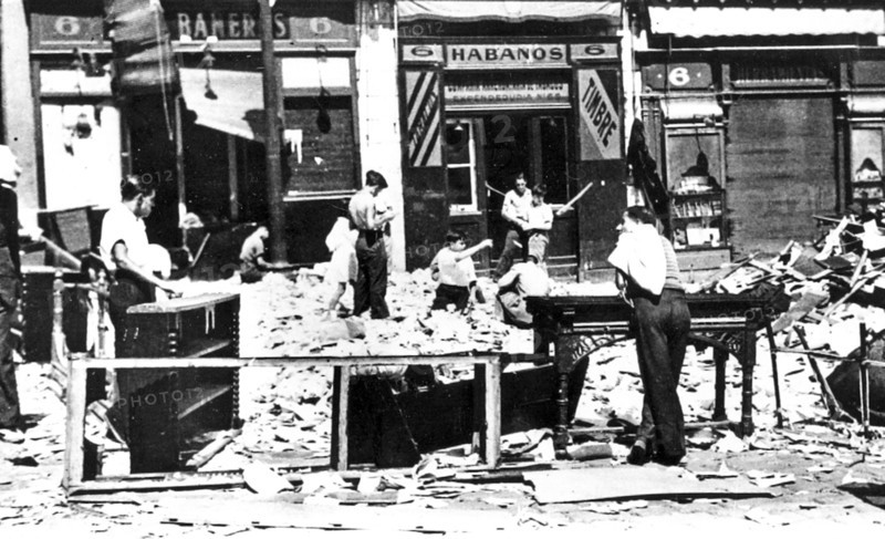 Bomb damaged street in Guernica during the Spanish Civil War 1937