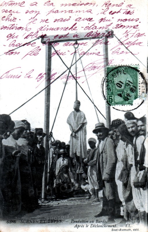 Tunisie, pendaison au Bardo, 1910