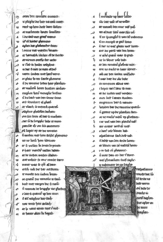 Histoire de Bijbels of Rijmbijbel, par Jacob van Maerlant, Scène de siège (Jérusalem)