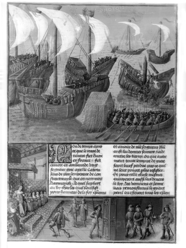 Sebastien Mamerot, "Passages faiz Outremer" : Embarquement (Croisades)