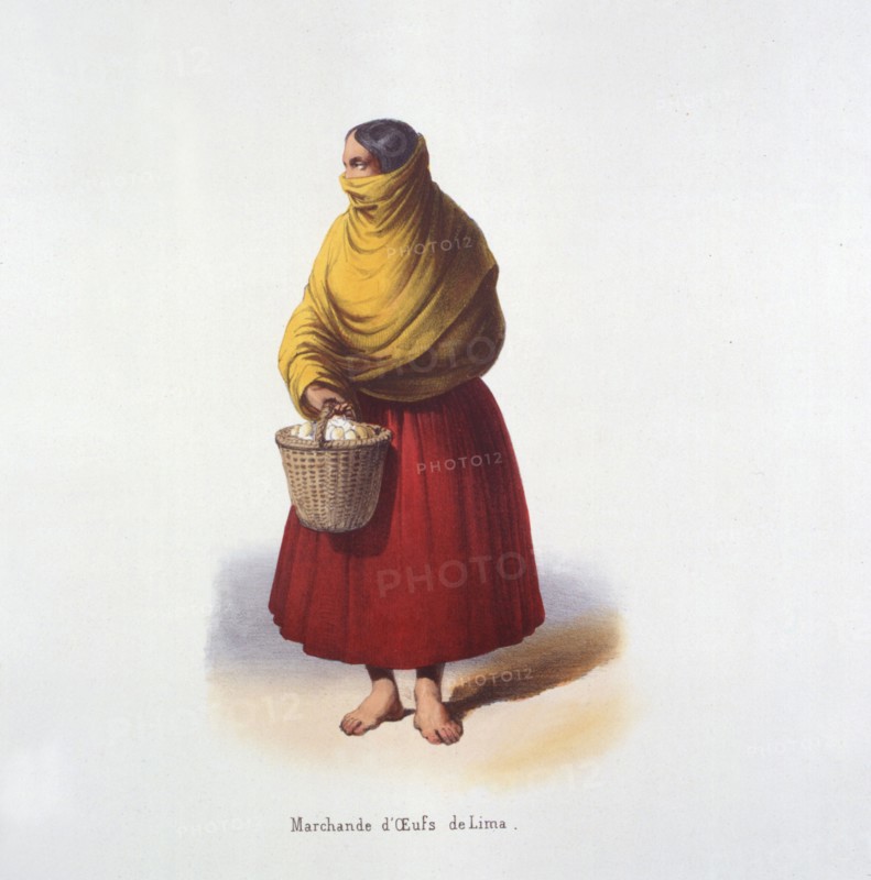 Dessin de F. Blanchard, Marchande d'oeufs de Lima